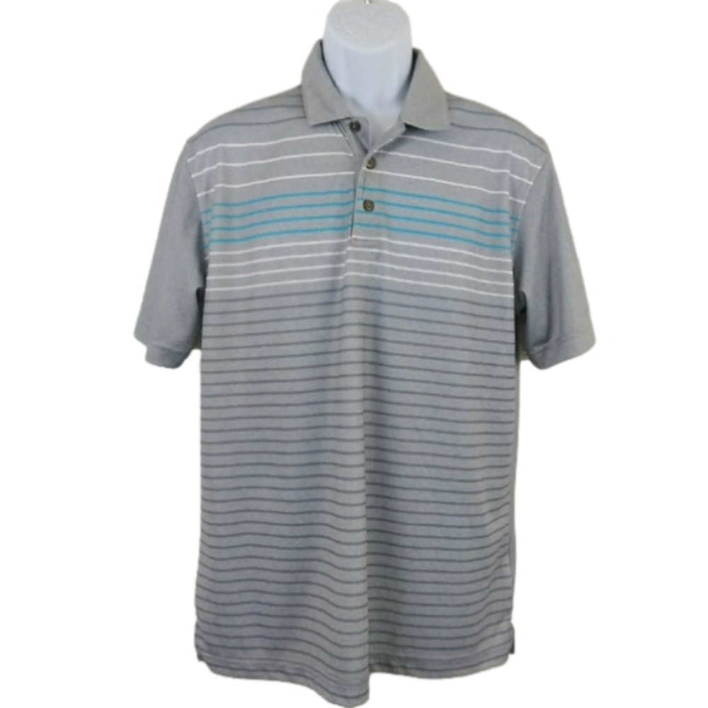 Pebble Beach Gray Casual Summer Coastal Sporty Stretch Cool Feel Polo Shirt Top